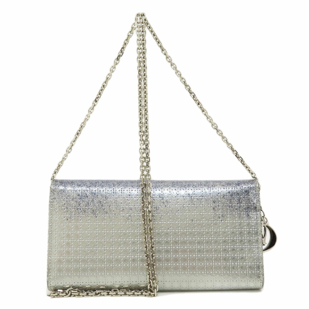 Dior Chain Wallet Long Lady Christian  Wallet Calfskin Cannage Black